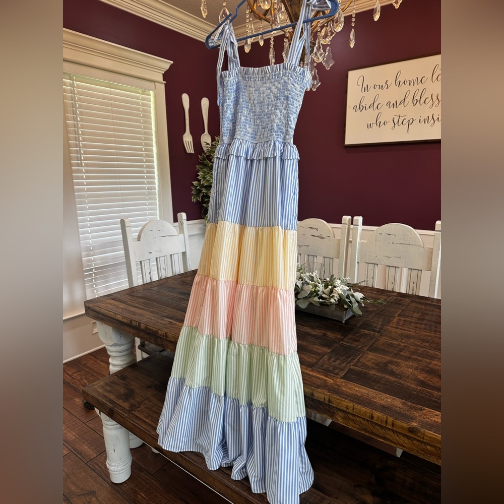 Maxi Dress with Pastel Stripes